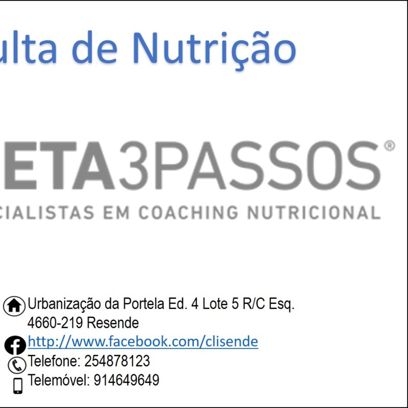 Consultas de Nutrição (Dieta3Passos)